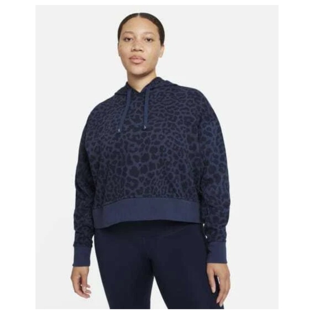 Nike Dri-FIT Get Fit Hoodie XXL Navy Leopard Print Training Pullover DD6159-410